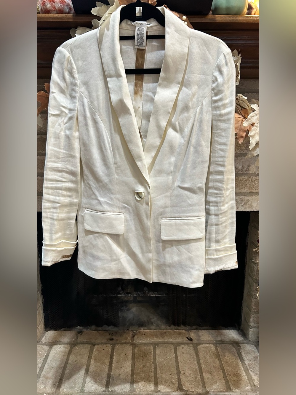Diane Von Furstenberg Ivory Single-Button Blazer EUC